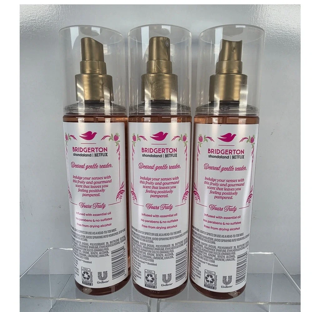 3pk Dove Bridgerton Limited Edition Raspberry Rendezvous Body Mist 8oz
